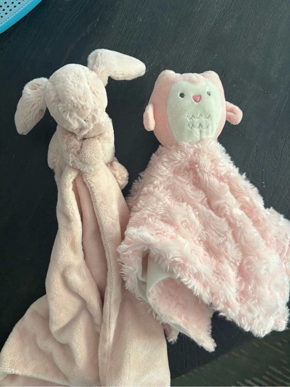 Plush Pink Bunny & Owl Lovey Set for Babies-Like new